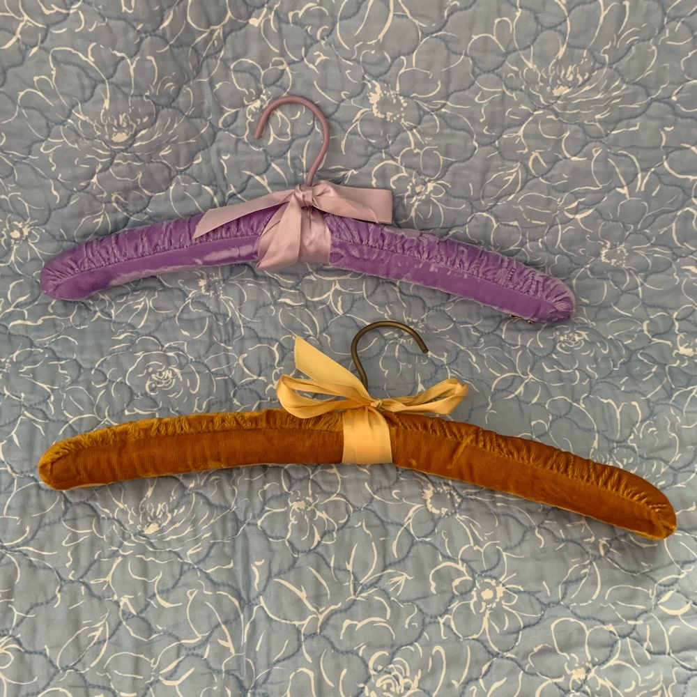 Padded clothing hangers velour vintage set of 2